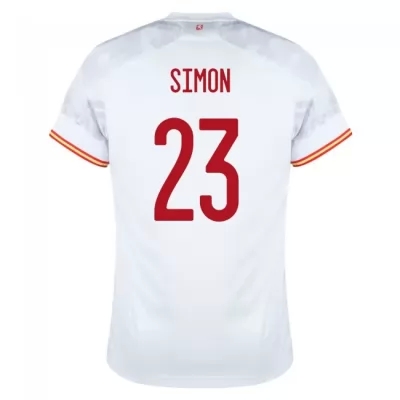 Damen Spanische Fussballnationalmannschaft Unai Simon #23 Auswärtstrikot Rot 2021 Trikot