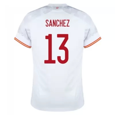 Damen Spanische Fussballnationalmannschaft Robert Sanchez #13 Auswärtstrikot Rot 2021 Trikot