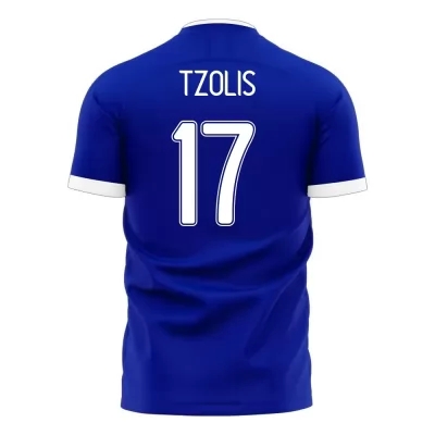 Kinder Griechische Fussballnationalmannschaft Christos Tzolis #17 Auswärtstrikot Weiß 2021 Trikot