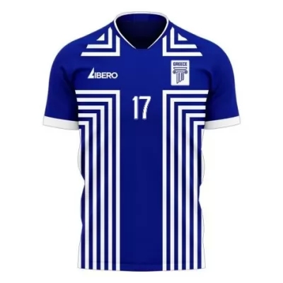 Herren Griechische Fussballnationalmannschaft Christos Tzolis #17 Auswärtstrikot Weiß 2021 Trikot