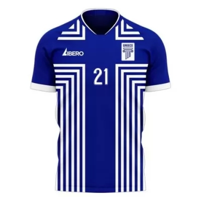 Kinder Griechische Fussballnationalmannschaft Konstantinos Tsimikas #21 Auswärtstrikot Weiß 2021 Trikot