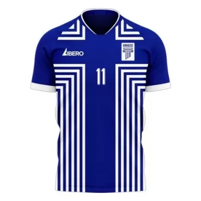 Kinder Griechische Fussballnationalmannschaft Anastasios Bakasetas #11 Auswärtstrikot Weiß 2021 Trikot