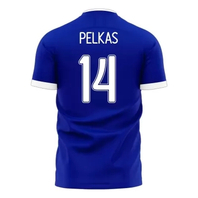 Herren Griechische Fussballnationalmannschaft Dimitrios Pelkas #14 Auswärtstrikot Weiß 2021 Trikot