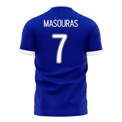 Damen Griechische Fussballnationalmannschaft Georgios Masouras #7 Auswärtstrikot Weiß 2021 Trikot