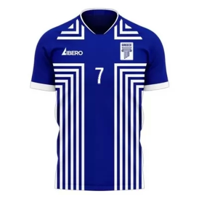 Kinder Griechische Fussballnationalmannschaft Georgios Masouras #7 Auswärtstrikot Weiß 2021 Trikot