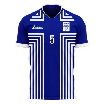 Kinder Griechische Fussballnationalmannschaft Andreas Bouchalakis #5 Auswärtstrikot Weiß 2021 Trikot