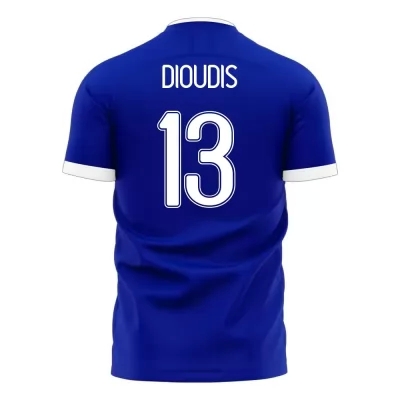 Herren Griechische Fussballnationalmannschaft Sokratis Dioudis #13 Auswärtstrikot Weiß 2021 Trikot