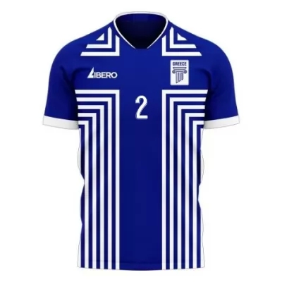 Damen Griechische Fussballnationalmannschaft Michalis Bakakis #2 Auswärtstrikot Weiß 2021 Trikot