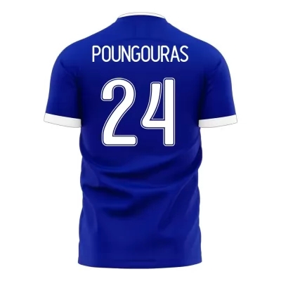 Kinder Griechische Fussballnationalmannschaft Achilleas Poungouras #24 Auswärtstrikot Weiß 2021 Trikot