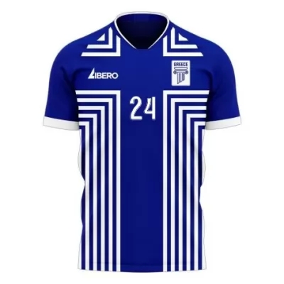 Kinder Griechische Fussballnationalmannschaft Achilleas Poungouras #24 Auswärtstrikot Weiß 2021 Trikot