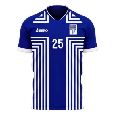 Kinder Griechische Fussballnationalmannschaft Manolis Saliakas #25 Auswärtstrikot Weiß 2021 Trikot