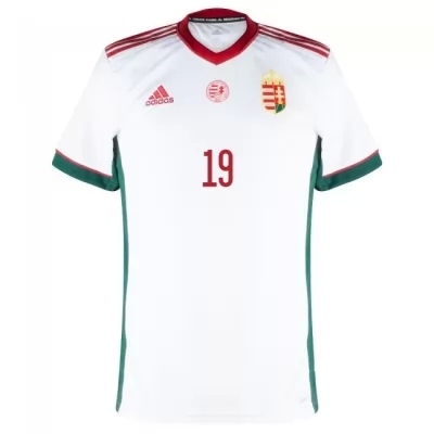 Damen Ungarische Fussballnationalmannschaft Kevin Varga #19 Auswärtstrikot Rot 2021 Trikot