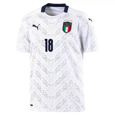 Herren Italienische Fussballnationalmannschaft Nicolo Barella #18 Auswärtstrikot Blau 2021 Trikot