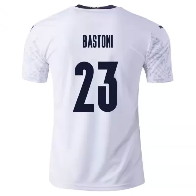 Damen Italienische Fussballnationalmannschaft Alessandro Bastoni #23 Auswärtstrikot Blau 2021 Trikot