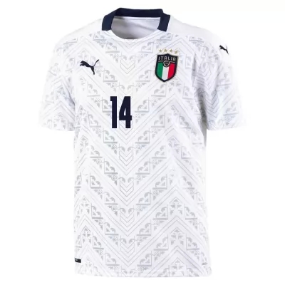 Damen Italienische Fussballnationalmannschaft Federico Chiesa #14 Auswärtstrikot Blau 2021 Trikot