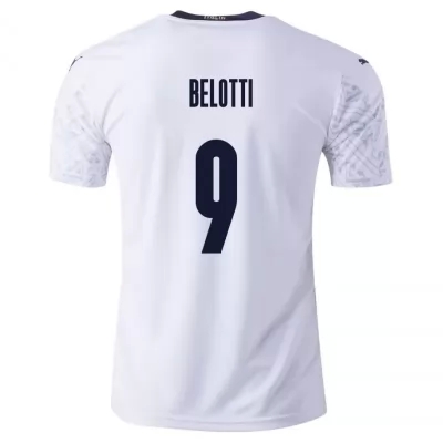 Kinder Italienische Fussballnationalmannschaft Andrea Belotti #9 Auswärtstrikot Blau 2021 Trikot