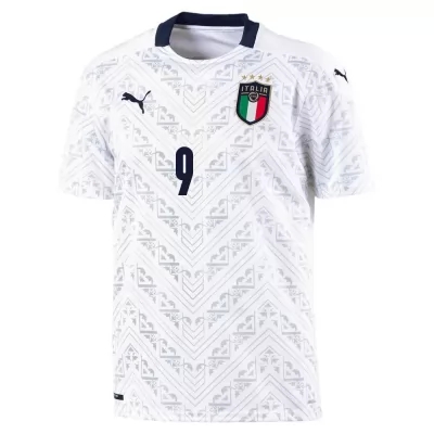 Kinder Italienische Fussballnationalmannschaft Andrea Belotti #9 Auswärtstrikot Blau 2021 Trikot