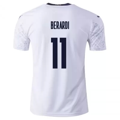 Herren Italienische Fussballnationalmannschaft Domenico Berardi #11 Auswärtstrikot Blau 2021 Trikot