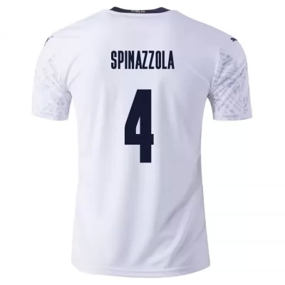 Damen Italienische Fussballnationalmannschaft Leonardo Spinazzola #4 Auswärtstrikot Blau 2021 Trikot