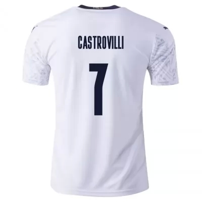 Herren Italienische Fussballnationalmannschaft Gaetano Castrovilli #7 Auswärtstrikot Blau 2021 Trikot