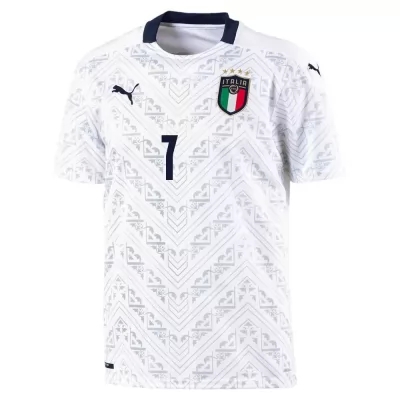 Kinder Italienische Fussballnationalmannschaft Gaetano Castrovilli #7 Auswärtstrikot Blau 2021 Trikot