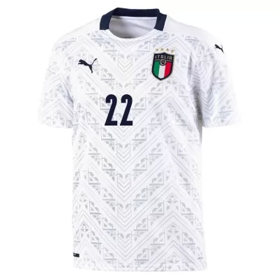 Kinder Italienische Fussballnationalmannschaft Giacomo Raspadori #22 Auswärtstrikot Blau 2021 Trikot