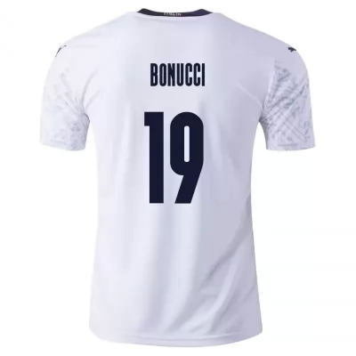 Herren Italienische Fussballnationalmannschaft Leonardo Bonucci #19 Auswärtstrikot Blau 2021 Trikot