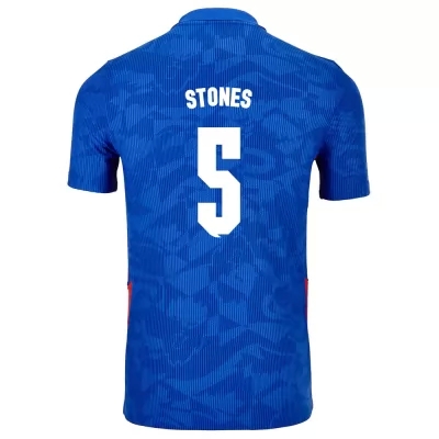 Damen Englische Fussballnationalmannschaft John Stones #5 Auswärtstrikot Weiß 2021 Trikot