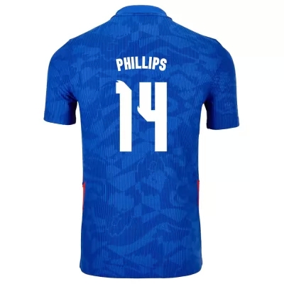 Damen Englische Fussballnationalmannschaft Kalvin Phillips #14 Auswärtstrikot Weiß 2021 Trikot