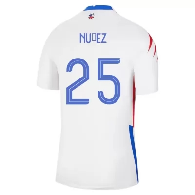 Kinder Chilenische Fussballnationalmannschaft Marcelino Nuñez #25 Auswärtstrikot Rot 2021 Trikot