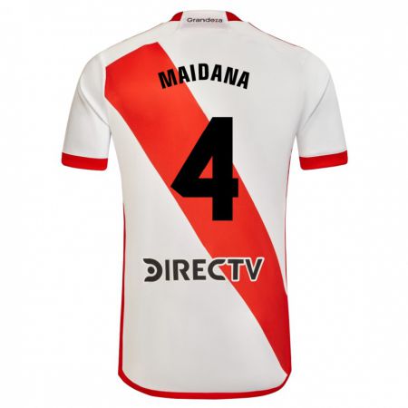 Kandiny Kinder Jonatan Maidana #4 Weiß Rot Heimtrikot Trikot 2023/24 T-Shirt