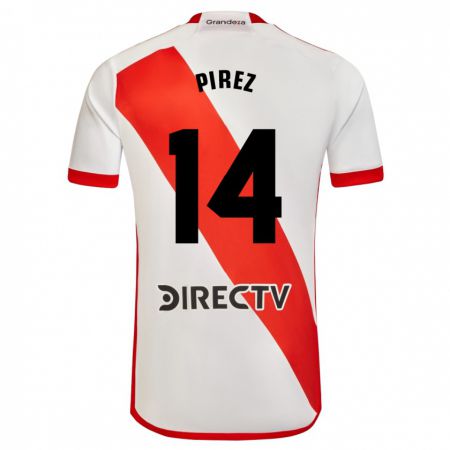 Kandiny Kinder Leandro González Pírez #14 Weiß Rot Heimtrikot Trikot 2023/24 T-Shirt