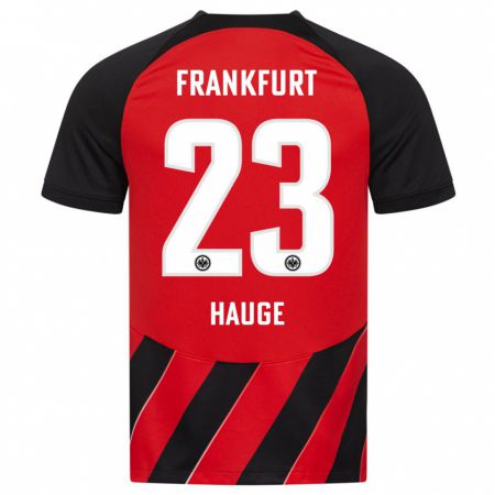 Kandiny Kinder Jens Petter Hauge #23 Rot Schwarz Heimtrikot Trikot 2023/24 T-Shirt