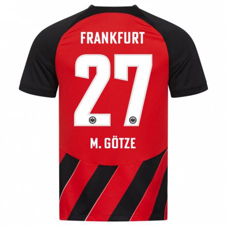 Kandiny Kinder Mario Götze #27 Rot Schwarz Heimtrikot Trikot 2023/24 T-Shirt