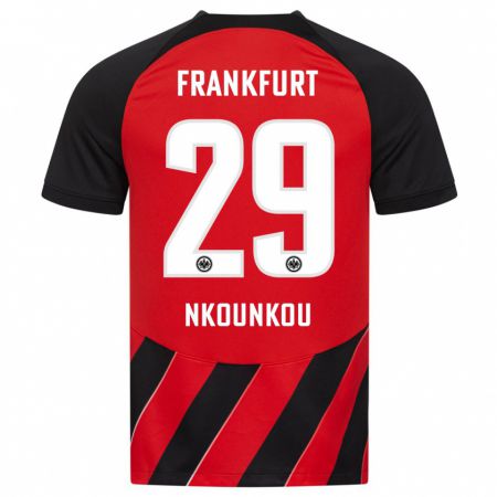 Kandiny Kinder Niels Nkounkou #29 Rot Schwarz Heimtrikot Trikot 2023/24 T-Shirt