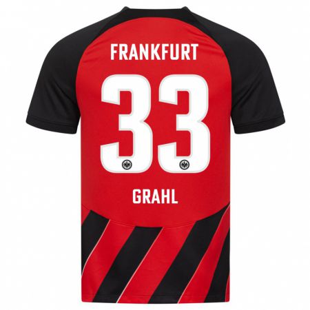 Kandiny Kinder Jens Grahl #33 Rot Schwarz Heimtrikot Trikot 2023/24 T-Shirt