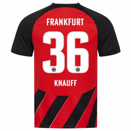 Kandiny Kinder Ansgar Knauff #36 Rot Schwarz Heimtrikot Trikot 2023/24 T-Shirt
