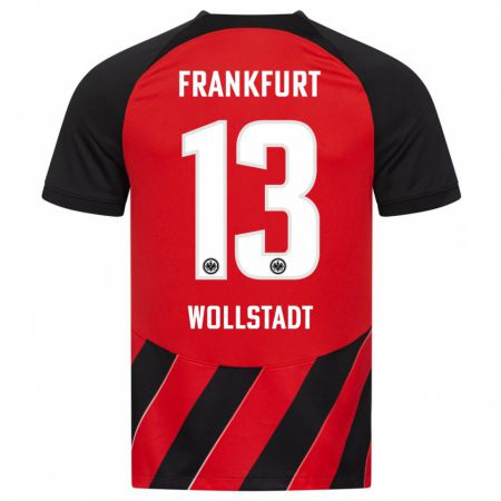 Kandiny Kinder Fabio Wollstadt #13 Rot Schwarz Heimtrikot Trikot 2023/24 T-Shirt
