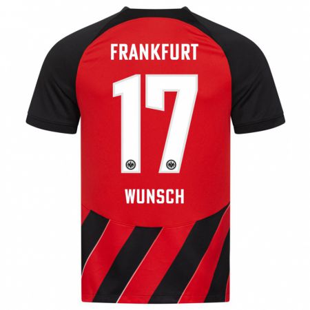 Kandiny Kinder Paul Wünsch #17 Rot Schwarz Heimtrikot Trikot 2023/24 T-Shirt