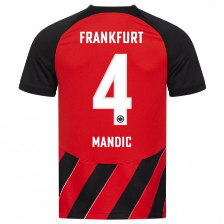 Kandiny Kinder Kristian Mandic #4 Rot Schwarz Heimtrikot Trikot 2023/24 T-Shirt