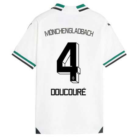 Kandiny Kinder Mamadou Doucouré #4 Weiß Grün Heimtrikot Trikot 2023/24 T-Shirt