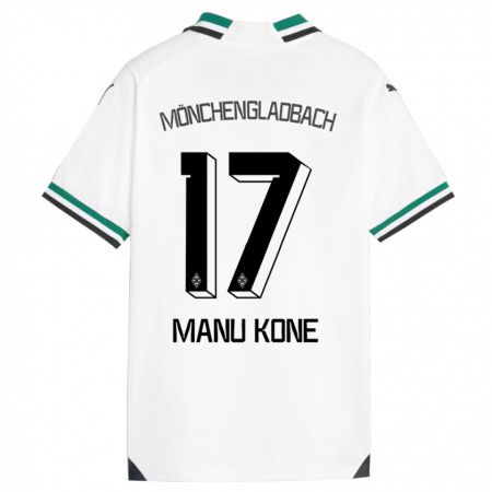 Kandiny Kinder Manu Koné #17 Weiß Grün Heimtrikot Trikot 2023/24 T-Shirt