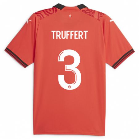 Kandiny Kinder Adrien Truffert #3 Rot Heimtrikot Trikot 2023/24 T-Shirt