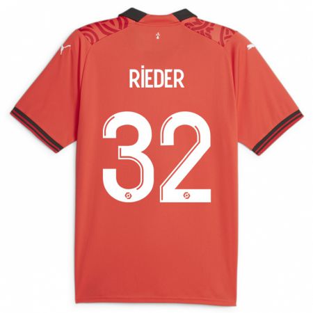 Kandiny Kinder Fabian Rieder #32 Rot Heimtrikot Trikot 2023/24 T-Shirt