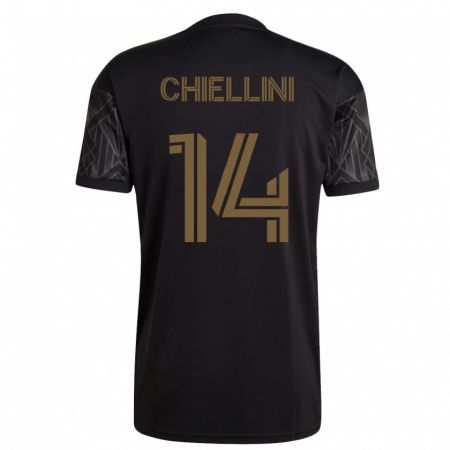 Kandiny Kinder Giorgio Chiellini #14 Schwarz Heimtrikot Trikot 2023/24 T-Shirt