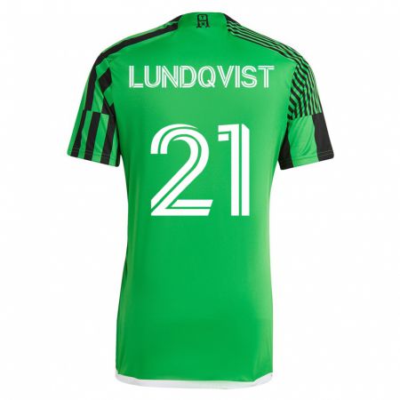 Kandiny Kinder Adam Lundqvist #21 Grün Schwarz Heimtrikot Trikot 2023/24 T-Shirt