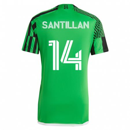 Kandiny Kinder Jonathan Santillan #14 Grün Schwarz Heimtrikot Trikot 2023/24 T-Shirt