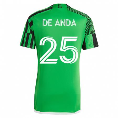 Kandiny Kinder Anthony De Anda #25 Grün Schwarz Heimtrikot Trikot 2023/24 T-Shirt