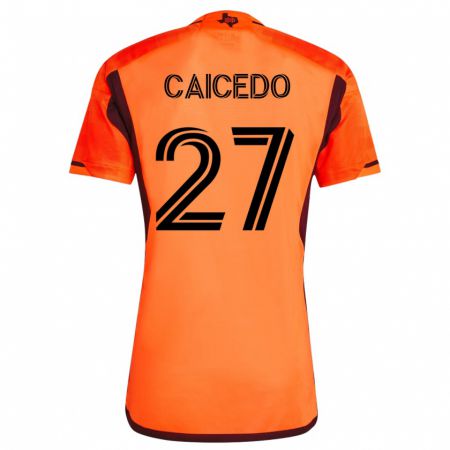 Kandiny Kinder Luis Caicedo #27 Orangefarben Heimtrikot Trikot 2023/24 T-Shirt