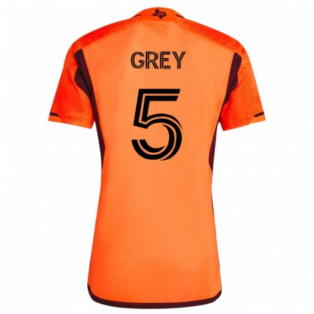 Kandiny Kinder Omar Grey #5 Orangefarben Heimtrikot Trikot 2023/24 T-Shirt